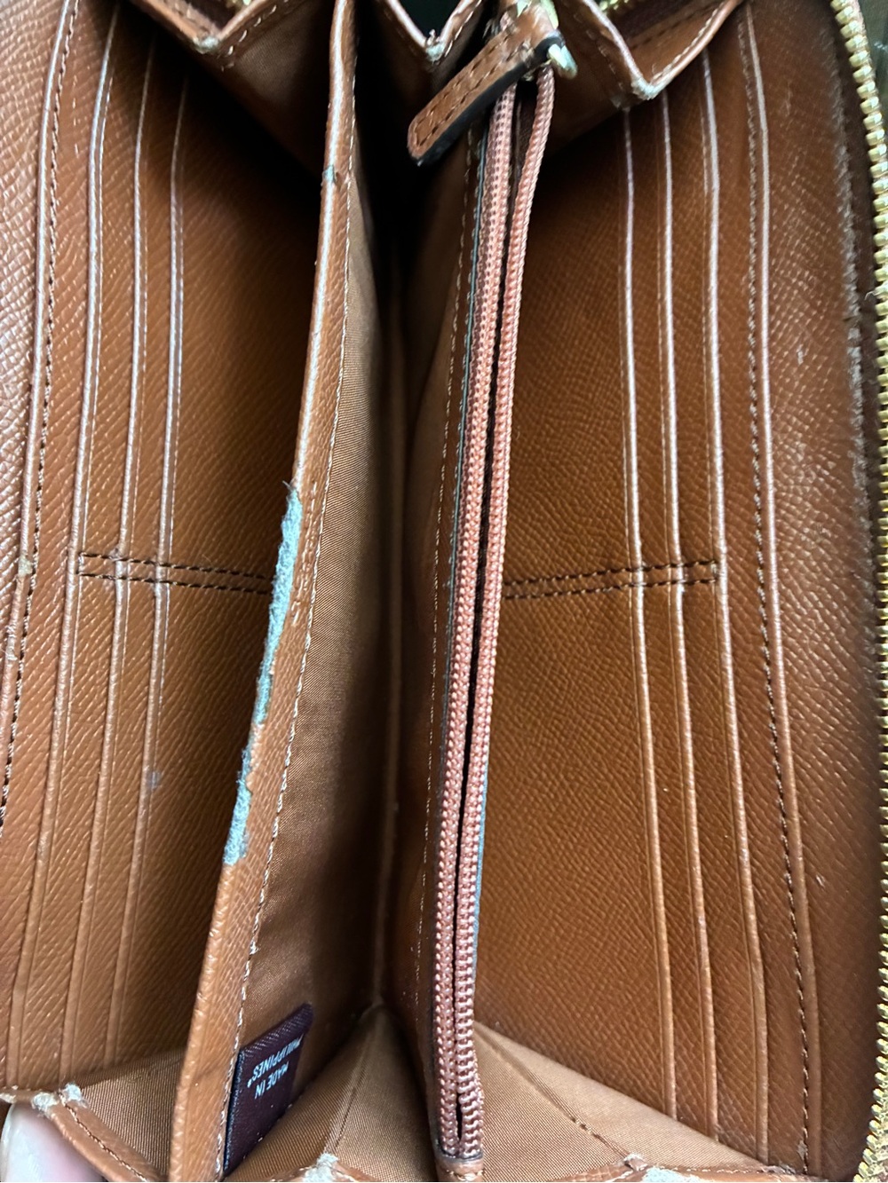 Coach Two-Tone Signature Zip Wallet in Tan and Brown - Picture 7 of 10